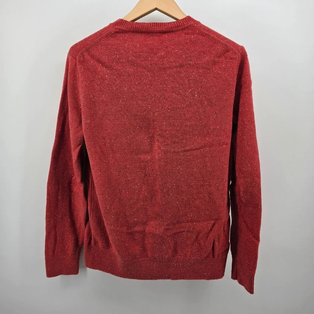 Banana Republic Mens Large Red Donegal Fleck Cotton Wool Blend Crew Neck Sweater